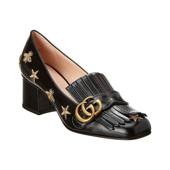 Gucci Shoes - Gucci GG Marmont Bee & Stars Embroidered Leather Pump